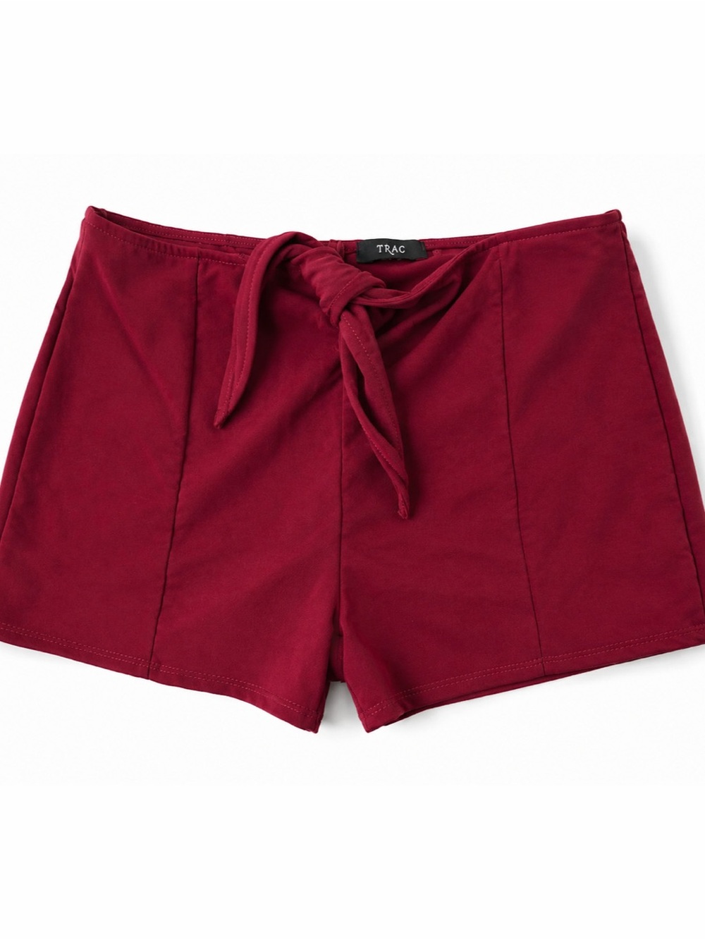 Burgundy Tie front Shorts
